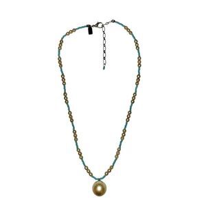Rachel Gold and Teal Beaded Necklace